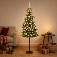 vidaXL Konstgjord julgran med kulor 150 cm 150 LED-lampor Varmvit