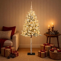vidaXL Konstgjord julgran med kulor 150 cm 150 LED-lampor Varmvit