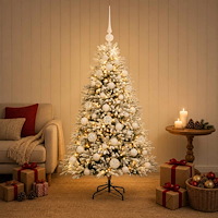 vidaXL Konstgjord julgran med kulor 120 cm 150 LED-lampor Varmvit