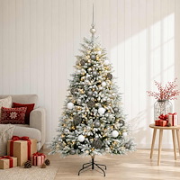 vidaXL Konstgjord julgran med kulor 150 cm 150 LED-lampor Varmvit