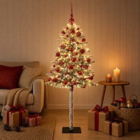 vidaXL Konstgjord julgran med kulor 180 cm 300 LED-lampor Varmvit