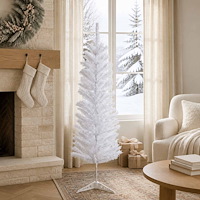 vidaXL Konstgjort smalt julträd 150 cm PVC och stål Vit