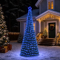 vidaXL Glittrig LED-julgran med fot EKENAS 250 cm 370 LED-lampor Blå