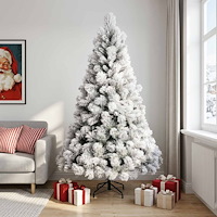 vidaXL Plast Hingad Julgran 240 cm PVC och metall Grön och Vit