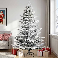vidaXL Plast Hingad Julgran 210 cm PE & PVC Grön och vit