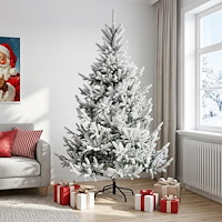 vidaXL Plast Hingad Julgran 240 cm PVC och metall Grön och Vit