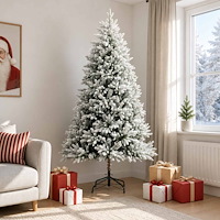 vidaXL Plast Hingad Julgran 210 cm PVC och metall Grön och vit
