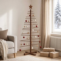 vidaXL Träjulgran KOTKA 125 cm Bambu och massiv furu Dark Brown