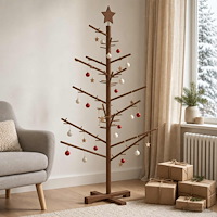 vidaXL Träjulgran KOTKA 125 cm Bambu och massiv furu Mörkbrun