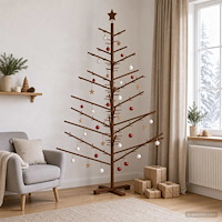 vidaXL Träjulgran KOTKA 180 cm Bambu och massiv furu Mörkbrun