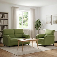 vidaXL Soffset 2 st 3-sits Ljusgrön 154 x 85 x 93 cm Sammet