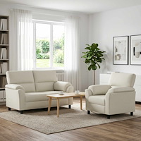 vidaXL Soffset 2 st 3-sits Gräddvit 154 x 85 x 93 cm Sammet