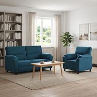 vidaXL Soffset 2 st 3-sits Blå 154 x 85 x 93 cm Sammet