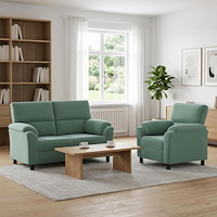 vidaXL Soffset 2 st 3-sits Havgrön 154 x 85 x 93 cm Sammet