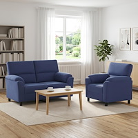 vidaXL Soffset 2 st 3-sits Polisblå 154 x 85 x 93 cm Sammet