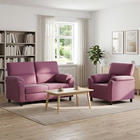 vidaXL Soffset 2 st 3-sits Lila 154 x 85 x 93 cm Sammet