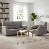 vidaXL Soffset 2 st 3-sits Ljusgrå 174 x 85 x 93 cm Sammet