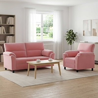 vidaXL Soffset 2 st 3-sits Rosa 174 x 85 x 93 cm Sammet