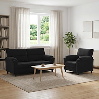 vidaXL Soffset 2 st 3-sits Svart 174 x 85 x 93 cm Sammet