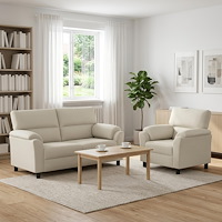 vidaXL Soffset 2 st 3-sits Gräddvit 174 x 85 x 93 cm Sammet