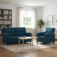 vidaXL Soffset 2 st 3-sits Blå 174 x 85 x 93 cm Sammet