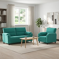 vidaXL Soffset 2 st 3-sits Turkos 174 x 85 x 93 cm Sammet
