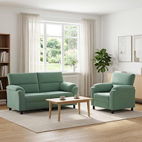 vidaXL Soffset 2 st 3-sits Havgrön 174 x 85 x 93 cm Sammet