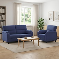 vidaXL Soffset 2 st 3-sits Polisblå 174 x 85 x 93 cm Sammet