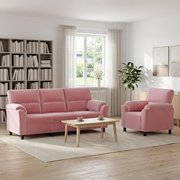 vidaXL Soffset 2 st 4-sits Rosa 214 x 85 x 93 cm Sammet