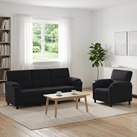 vidaXL Soffset 2 st 4-sits Svart 214 x 85 x 93 cm Sammet