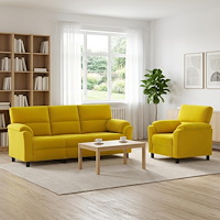 vidaXL Soffset 2 st 4-sits Gul 214 x 85 x 93 cm Sammet