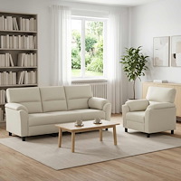 vidaXL Soffset 2 st 4-sits Gräddvit 214 x 85 x 93 cm Sammet