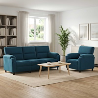 vidaXL Soffset 2 st 4-sits Blå 214 x 85 x 93 cm Sammet