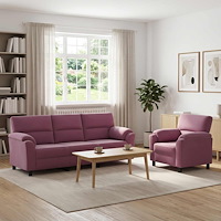vidaXL Soffset 2 st 4-sits Lila 214 x 85 x 93 cm Sammet
