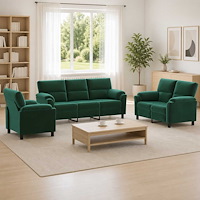 vidaXL Soffset 3 st 6-sits Mörkgrön 214 x 85 x 93 cm Sammet
