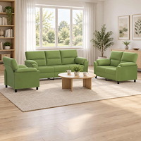 vidaXL Soffset 3 st 6-sits Ljusgrön 214 x 85 x 93 cm Sammet