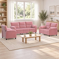 vidaXL Soffset 3 st 6-sits Rosa 214 x 85 x 93 cm Sammet