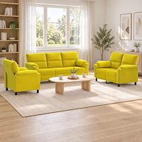 vidaXL Soffset 3 st 6-sits Gul 214 x 85 x 93 cm Sammet