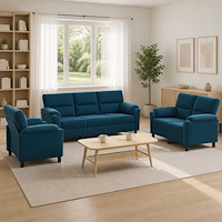 vidaXL Soffset 3 st 6-sits Blå 214 x 85 x 93 cm Sammet