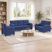 vidaXL Soffset 3 st 6-sits Polisblå 214 x 85 x 93 cm Sammet