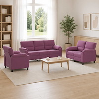 vidaXL Soffset 3 st 6-sits Lila 214 x 85 x 93 cm Sammet
