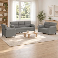 vidaXL Soffset 3 st 6-sits Ljusgrå 214 x 85 x 93 cm Sammet