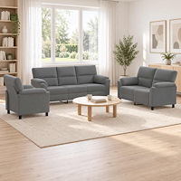 vidaXL Soffset 3 st 6-sits Mörkgrå 214 x 85 x 93 cm Sammet