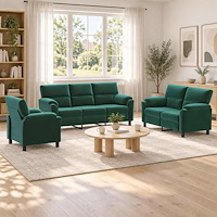 vidaXL Soffset 3 st 6-sits Mörkgrön 214 x 85 x 93 cm Sammet