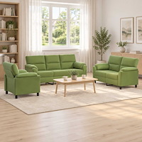 vidaXL Soffset 3 st 6-sits Ljusgrön 214 x 85 x 93 cm Sammet