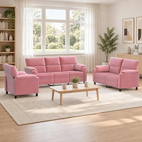 vidaXL Soffset 3 st 6-sits Rosa 214 x 85 x 93 cm Sammet