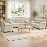 vidaXL Soffset 3 st 6-sits Gräddvit 214 x 85 x 93 cm Sammet