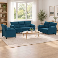 vidaXL Soffset 3 st 6-sits Blå 214 x 85 x 93 cm Sammet