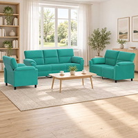 vidaXL Soffset 3 st 6-sits Turkos 214 x 85 x 93 cm Sammet