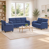 vidaXL Soffset 3 st 6-sits Polisblå 214 x 85 x 93 cm Sammet